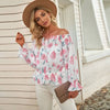 Florale Bluse Mit Gerafften Ärmeln-Bella Webshop