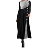 Gestreiftes Langärmeliges Patchwork-Kleid Für Damen-Bella Webshop