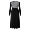 Gestreiftes Langärmeliges Patchwork-Kleid Für Damen-Bella Webshop