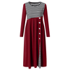 Gestreiftes Langärmeliges Patchwork-Kleid Für Damen-Bella Webshop