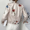 Lederjacke Mit Blumenmuster Und Stickerei-Bella Webshop