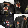 Lederjacke Mit Blumenmuster Und Stickerei-Bella Webshop