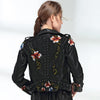 Lederjacke Mit Blumenmuster Und Stickerei-Bella Webshop