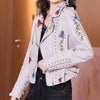 Lederjacke Mit Blumenmuster Und Stickerei-Bella Webshop