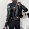 Lederjacke Mit Blumenmuster Und Stickerei-Bella Webshop