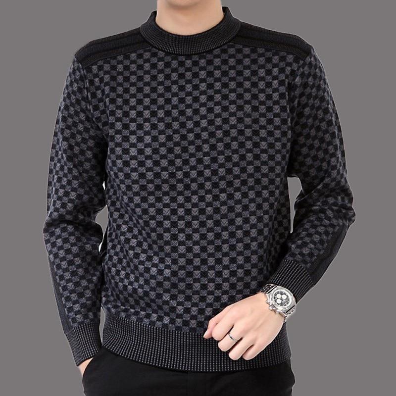 Men'S Knitted Plaid Sweaters-Bella Webshop