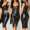 Schwarzes Bodycon-Lederkleid-Bella Webshop