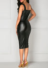 Schwarzes Bodycon-Lederkleid-Bella Webshop