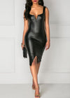 Schwarzes Bodycon-Lederkleid-Bella Webshop